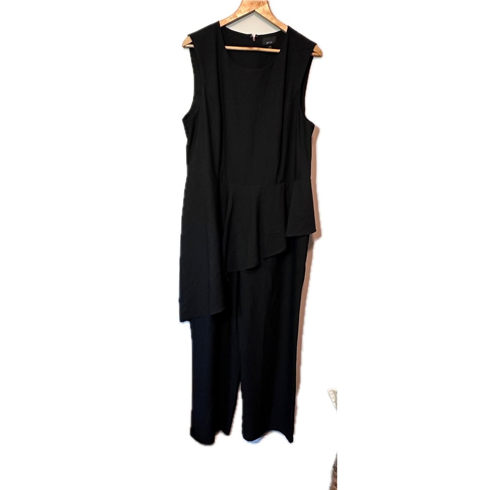 Apt. 9 Womens Black Asymmetric Peplum Sleeveless Jumpsuit Size 20W Round Neck